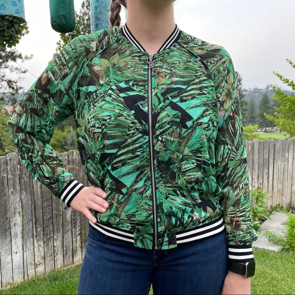 Juicy Couture Sheer Palm Print Bomber